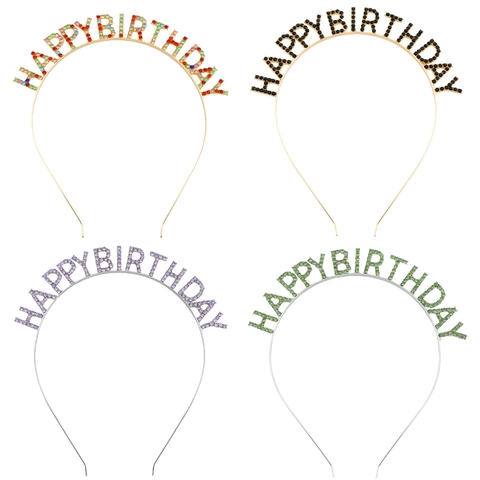 Cerchietto Happy Birthday Con Strass Fascia Per Capelli In Metallo Con Lettere Copricapo Per Festa Di Compleanno Donna