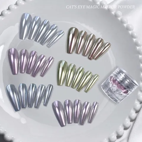 Polvere Per Unghie Specchio Magico Occhio Di Gatto Pigmento Metallico Cromato Aurora Per Decorazione Nail Art DIY Manicure Finitura Magnetica Lucida