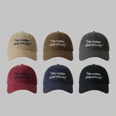 Cotton Baseball Cap Embroidered Slogan Adjustable Wide Brim Sun Protection Casual Hat For Men Women Minimalist Sporty