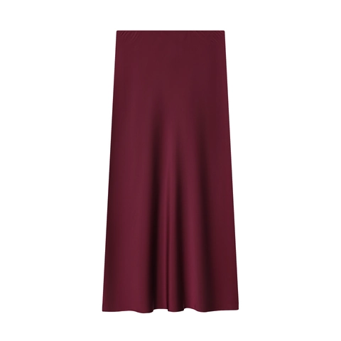 Elegant Satin Midi Skirt For Women Solid Color Satin Texture High Waist Minimalist Straight Bottoms