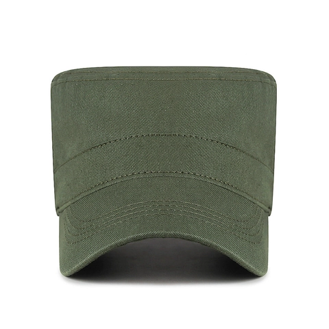 Cadet Cap Cotton Flat Top Military Hat Adjustable Breathable Sun Protection Outdoor Casual Unisex Solid Color