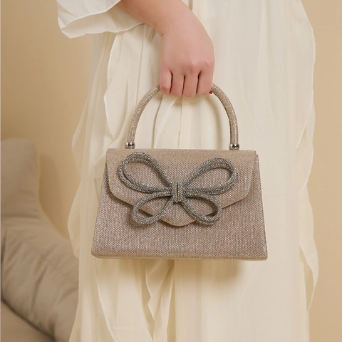 Abendhandtasche Mit Strassschleife Glitzernde Clutch Für Damen Hochzeit Party Abschlussball Umhängetasche Mit Kette
