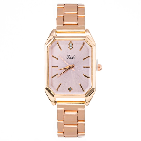 Dameshorloge Kwartsuurwerk Rechthoekige Achthoekige Kast Roségoud Legering Armband Strass Markeringen Mode Elegant Polshorloge