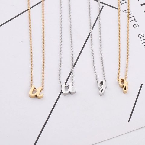 Collar Letra Inicial Minúscula Alfabeto Delicado Acero Inoxidable 304 Pulido Espejo Joyería Minimalista Mujeres Hombres