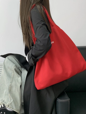 Bolso Tote De Lona Minimalista Gran Capacidad Estampado De Letras Bolso De Hombro De Compras Casual Diario