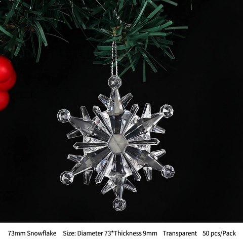 Clear Christmas Snowflake Hanging Ornaments Plastic Ice Crystal Pendants For Christmas Tree Holiday Party Home Decorative Supplies