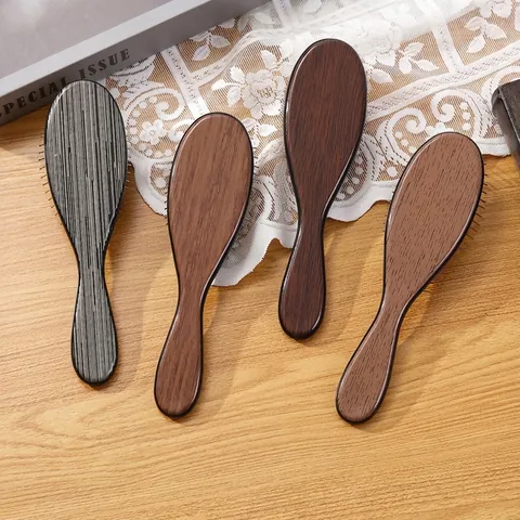 Air Cushion Massage Hair Brush Detangling Comb Wood Grain Plastic Handle Metal Pins Scalp Massage For Women