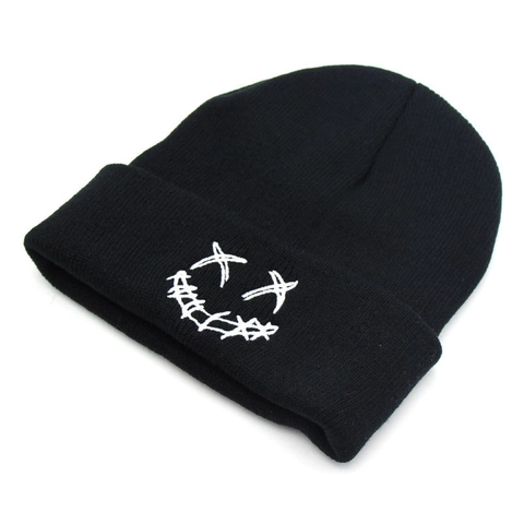 Gebreide Beanie Muts Zachte Wol Winter Warm Streetwear Geborduurd Smiley Gezicht X Ogen Hip Hop Harajuku Pet Unisex