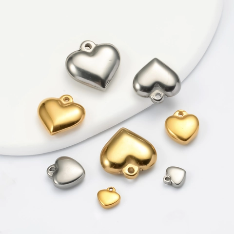DIY Jewelry Making Stainless Steel Heart Pendants Solid Peach Heart Shape Charms For Handcrafted Necklaces Bracelets