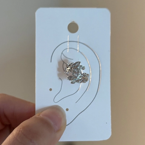 Pendiente De Cartílago Espiga Trigo Cobre Con Circón Sin Perforación Clip Hoja Para Mujeres Joyería Elegante Color Plata