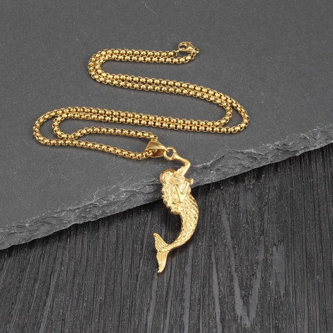 Collar Con Colgante De Sirena Acero Inoxidable Hip Hop Streetwear Cadena De Caja Joyas Para Hombres Mujeres