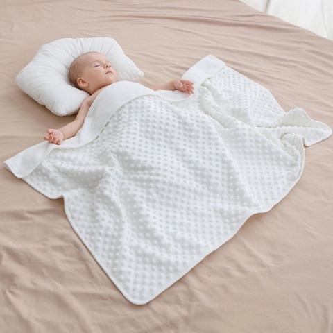 Baby Minky Blanket Double Sided Soft 3D Embossed Dots Soothing Security Quilt For Newborn Infant Toddler All Season
