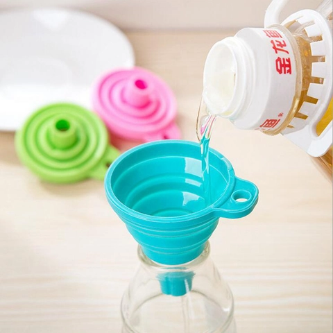 Entonnoir Pliable Silicone TPR Télescopique Trou De Suspension Couleur Bonbon Outil De Transfert Cuisine