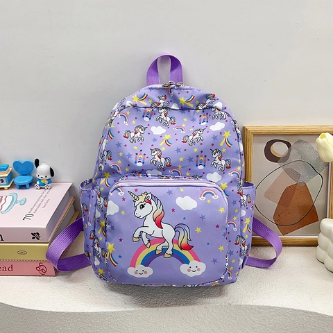 Kids Backpack Waterproof Nylon Cartoon Unicorn Dinosaur Print Lightweight Schoolbag For Kindergarten Toddler Girls Boys