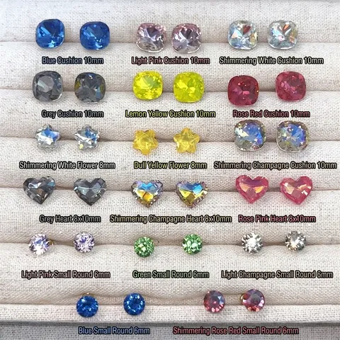 Luxury Colorful Zirconia Stud Earrings For Women Stainless Steel Geometric Round Square Heart Star Screw Back Earring Jewelry