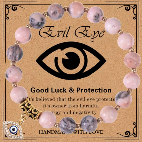 Evil Eye Armband Naturstein Perlen Legierung Strass Anhänger Schutz Amulett Handgemacht Boho Schmuck Damen