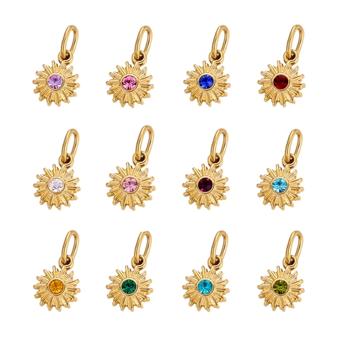 Sun Star Moon Celestial Pendants Bohemian Stainless Steel Colorful Rhinestone DIY Jewelry Making Charms For Women