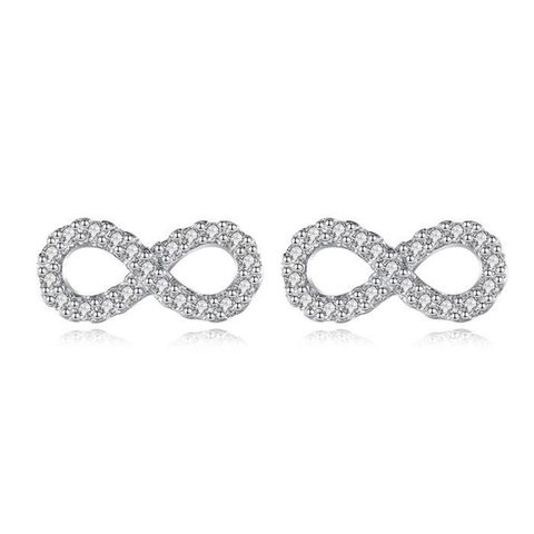Sweet Infinity Stud Earrings For Women Copper With Zirconia Inlaid White Gold Plated Small Infinity Symbol Fashion Jewelry