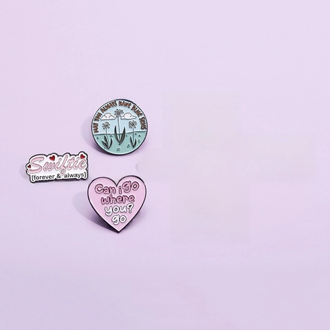 Creative Alloy Enamel Brooch Cartoon Flower Heart Letter Lapel Pin Aesthetic Music Fan Jewelry Gift Pin Badge Accessories