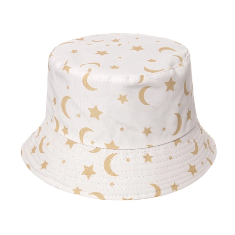 Cappello Da Pescatore Con Stampa Di Stelle E Lune Poliestere Motivo Spaziale Celeste Protezione Solare Reversibile