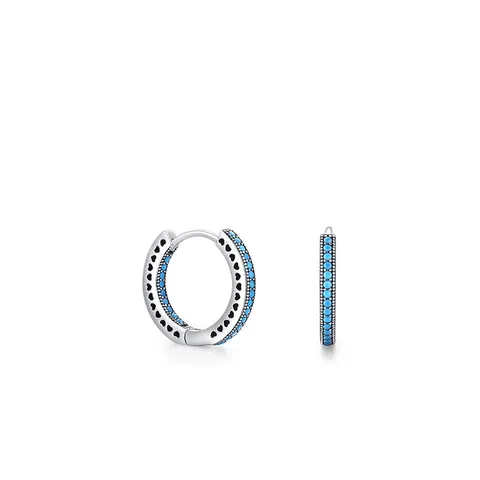 Orecchini A Cerchio In Argento Sterling 925 Vintage Turchese Pietra Blu Intarsiato Cuore Cavo Gioielli Eleganti