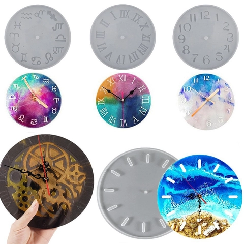 Silicone Clock Mold Round Roman Numerals Zodiac Symbols For Resin Casting Handcraft Wall Hanging Decoration