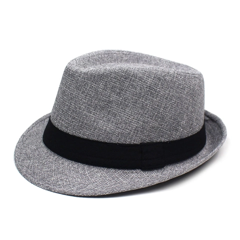 Unisex Fedora Hat Polyester Woven Jazz Hat Short Brim Black Ribbon Band Outdoor Sun Protection Vintage Casual Style Men Women