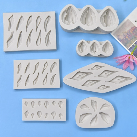 Tulp Bloemblad Blad Siliconen Vorm Realistische Textuur Fondant Taart Decoreren Tool Chocolade Mousse DIY Knutselen