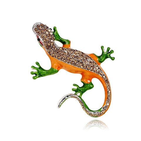 Vintage Spilla Geco in Lega di Zinco con Strass Smalto Lucertola Forma Animale Pins Moda Accessori per Abito Festa Gioielli Regalo Unisex
