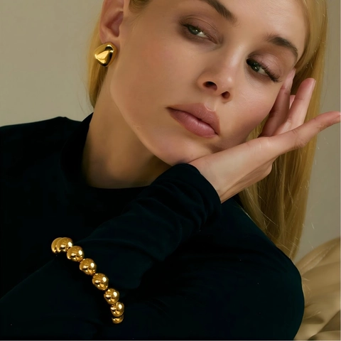 Boucles D'oreilles Clous Trapèze Géométriques Femmes Acier Inoxydable Plaqué Or 18K Surface Lisse Style Minimaliste