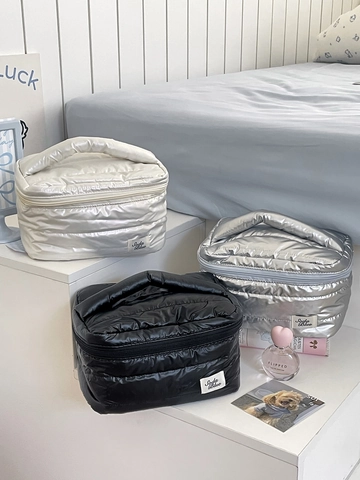 Borsa Per Trucco Trapuntata Grande Capacità Impermeabile Organizzatore Da Viaggio Portatile Con Manico