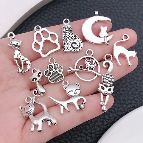 Cat Animal Charms Pendants Zinc Alloy DIY Jewelry Making Accessories For Necklace Bracelet Keychain Findings Vintage Style