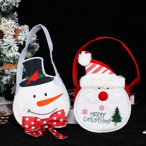 Christmas Gift Bags Non Woven Fabric Handheld Candy Pouches Santa Claus Snowman Cartoon Holiday Party Decor Cute