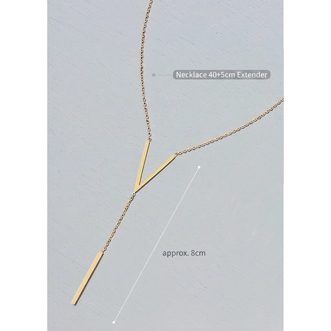 Minimalist V Shape Y Lariat Necklace Titanium Steel Vertical Bar Pendant Geometric Jewelry Elegant For Women