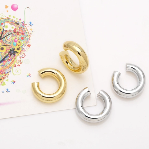 Ear Cuff Minimalisti A Forma Di C Grossi Rame Placcato Oro 18K Non Forati Rotondi Spessi Lucidati A Specchio Gioielli Donna