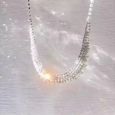 Collier À Franges De Luxe Multi Rangées Cuivre Strass Bijoux De Fête De Mariage Étincelants Pour Femmes