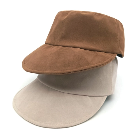 Gorra Militar Vintage De Gamuza Para Mujer Gorra Plana Retro Ajustable Moda Color Sólido Otoño Invierno
