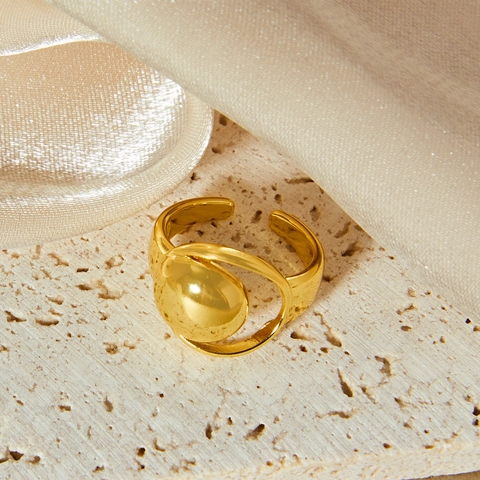 Minimalistische Koperen Geometrische Maan Holle Open Ring Mode Vergulde Verstelbare Vingerring Voor Vrouwen Sieraden Cadeau