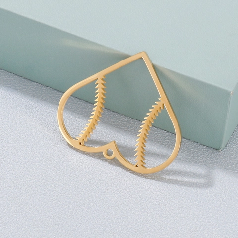 Colgante De Corazón Con Patrón De Costura De Béisbol De Acero Inoxidable Hueco Para Creación De Joyas DIY Accesorios
