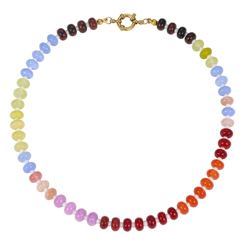 Collana di Perline a Disco Arcobaleno Bohémien da Donna Estate Surf Cristallo Artificiale Collana di Perline Abaco Gioielli