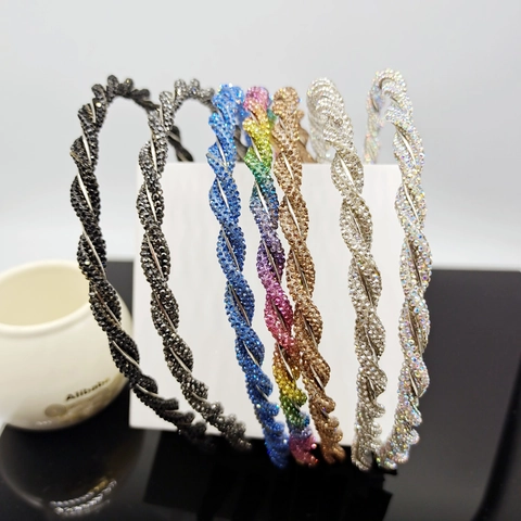 Strass Stirnband Gedreht Geflochten Haarreif Funkelnd Bunt Kristallperlen Mode Kopfschmuck Für Frauen Täglich Accessoire Elegant
