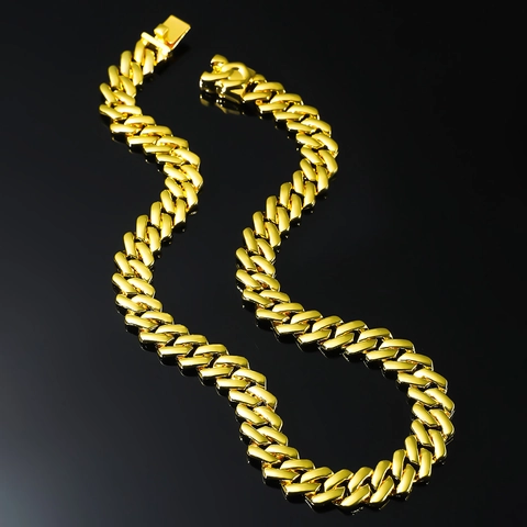 Collier Chaîne Cubaine Hip Hop Alliage De Zinc Poli Lisse Style Punk Bijoux Mode Streetwear Pour Hommes Femmes