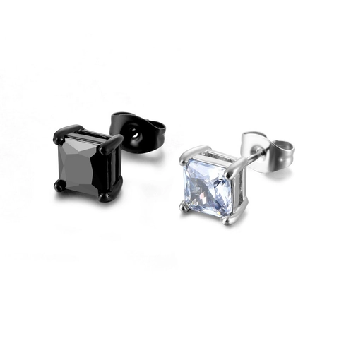 Quadratische Zirkonia Ohrstecker Edelstahl Geometrisch Minimalistisch Unisex Mode Schmuck Zubehör
