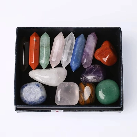 Piedras De Curación De Cristal Natural Chakra Columna Hexagonal De Doble Punta Gemas Pulidas Decoración Hogar Caja De Regalo