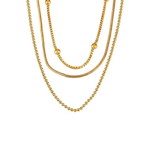 Collar De Acero De Titanio Chapado En Oro Minimalista Para Mujer Joyería Geométrica Cadena De Serpiente Y Caja