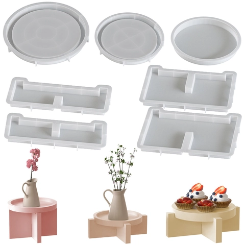 Rundes Tablett Aufbewahrungsregal Silikonform DIY Harzguss Gips Untersetzer Handgefertigte Heimdekoration Einfaches Desktop Ornament