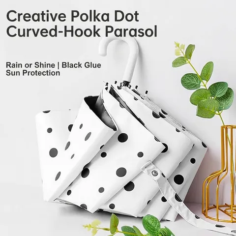Paraguas Plegable Protección UV Sol Lluvia Pongee Recubrimiento Negro Mango En J Estilo Japonés Portátil Sombrilla