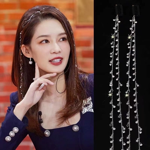 Catena Per Capelli Stella In Lega Strass Clip Per Capelli Con Nappa Lunga Per Intrecciare Accessori Per Capelli Argento