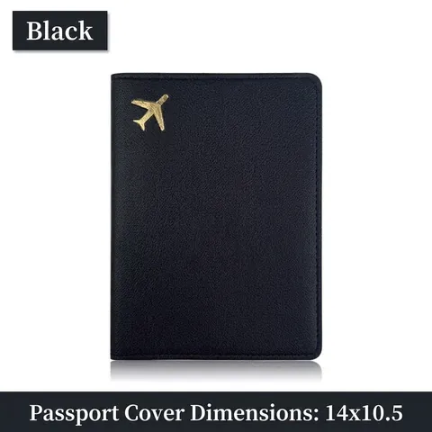 Passport Holder PU Leather Small Airplane Pattern Travel Document Case With Card Slots Minimalist Slim Wallet