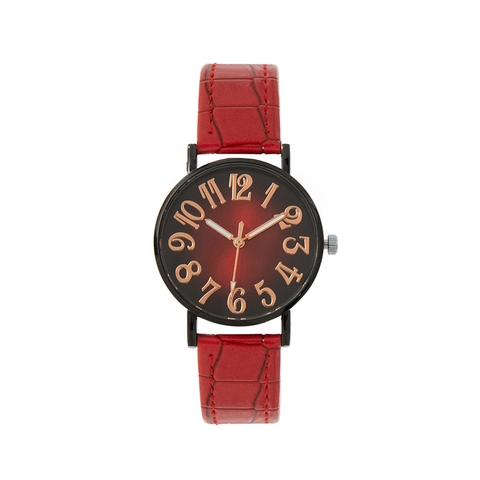 Damen Quarz Uhr Verlaufszifferblatt Große Arabische Ziffern Krokodilmuster Lederarmband Lässig Mode Legierung Rundes Gehäuse